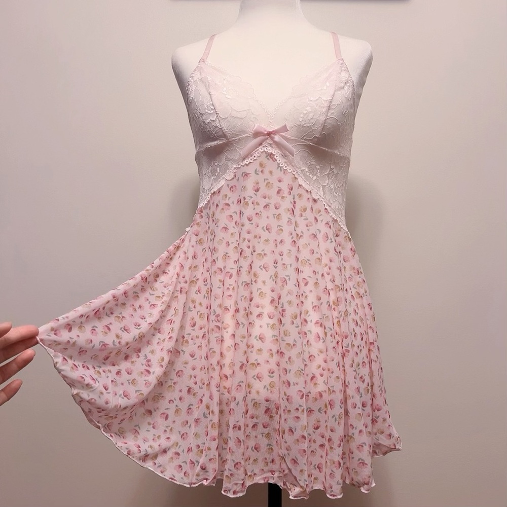 NEW！Pink Floral Lace Nightgown | Soft Stretchy Chemise | Sexy & Cute Sleepwear 🌸